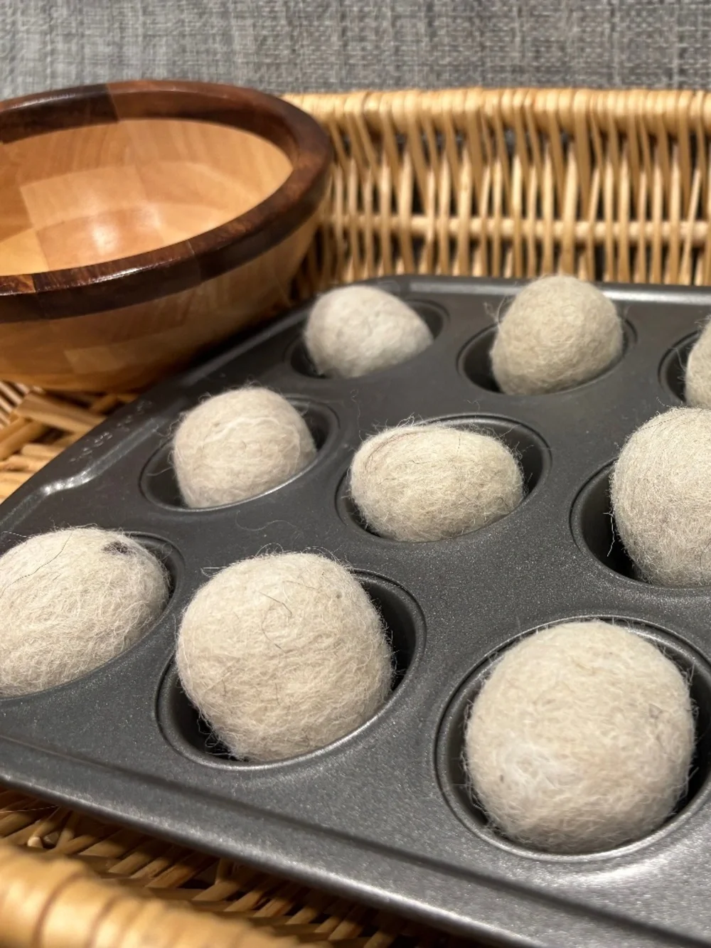 tonging extension w/mini muffin tin, felt poms, wood bowl by idlewild montessori